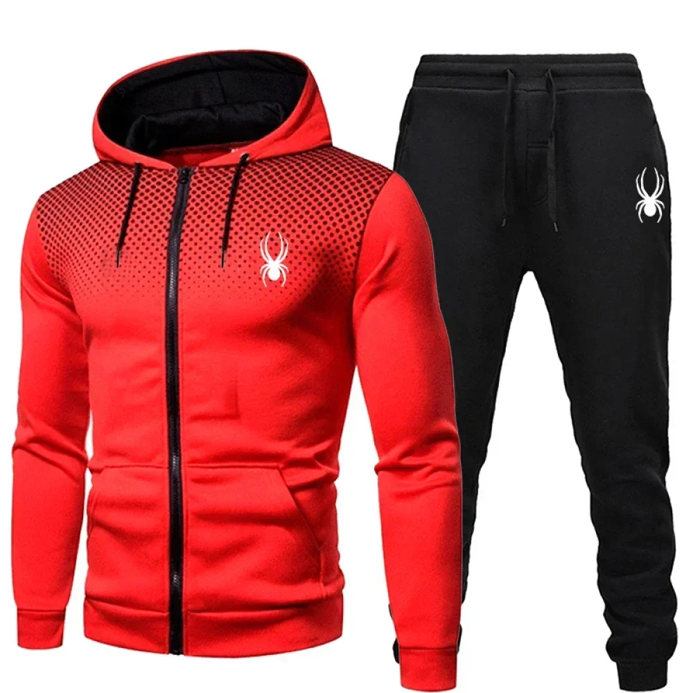 2025 popular duas peças roupas esportivas masculinas jogging terno moletom com capuz moletom com zíper roupas de outono e inverno