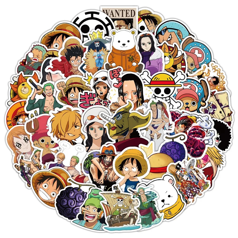 10/30/50pcs 원피스 스티커 애니메이션 Luffy 만화 데칼 낙서 DIY 노트북 오토바이 스케이트 보드 전화 방수 어린이 장난감