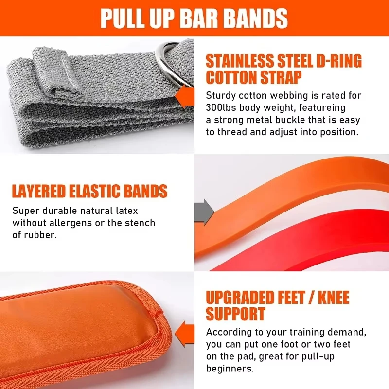 Banda de alimentación para dominadas con barra horizontal, banda de asistencia de entrenamiento ajustable, banda elástica, fitness en casa para hombres y mujeres, 1 ud.