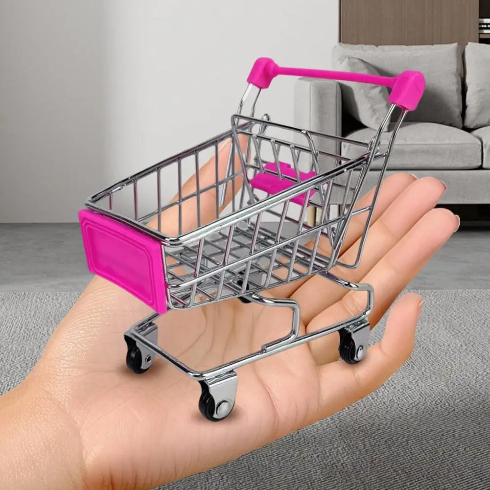 Mini carrito de compras de juguete de Metal, supermercado realista, juego de simulación para niños, carro de empuje en miniatura para niñas, juguetes de simulación