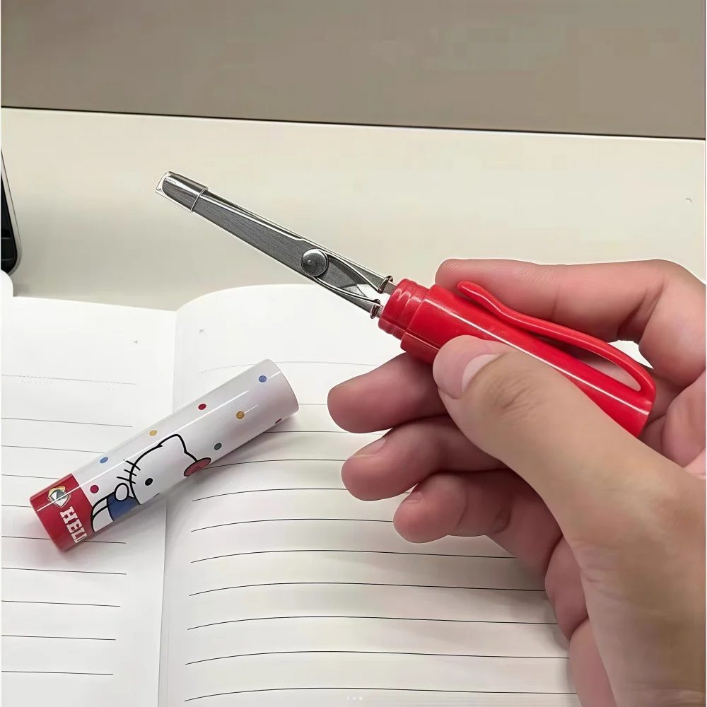 Hello Kitty Pen Style Mini Scissors Portable Safe Small Stationery for Office School Use Kawaii Character Design Pocket Sized
