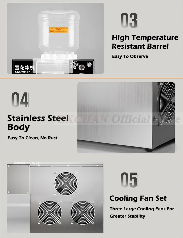 HomeWise 60KG/24H Korean Snowflake Ice Machine Small Snow Continuous Cooled Milk Mango Bingsu Shaver Smoothie Crusher 110V 220V