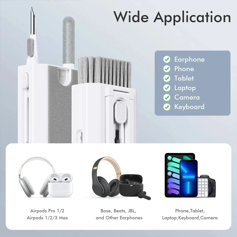 8-in-1-Tastatur-Reinigungsset, Kopfhörer-Reinigungsbürste für AirPods, Computer, Tablet, Laptop, TV, Bildschirm, Handy-Reinigungswerkzeuge