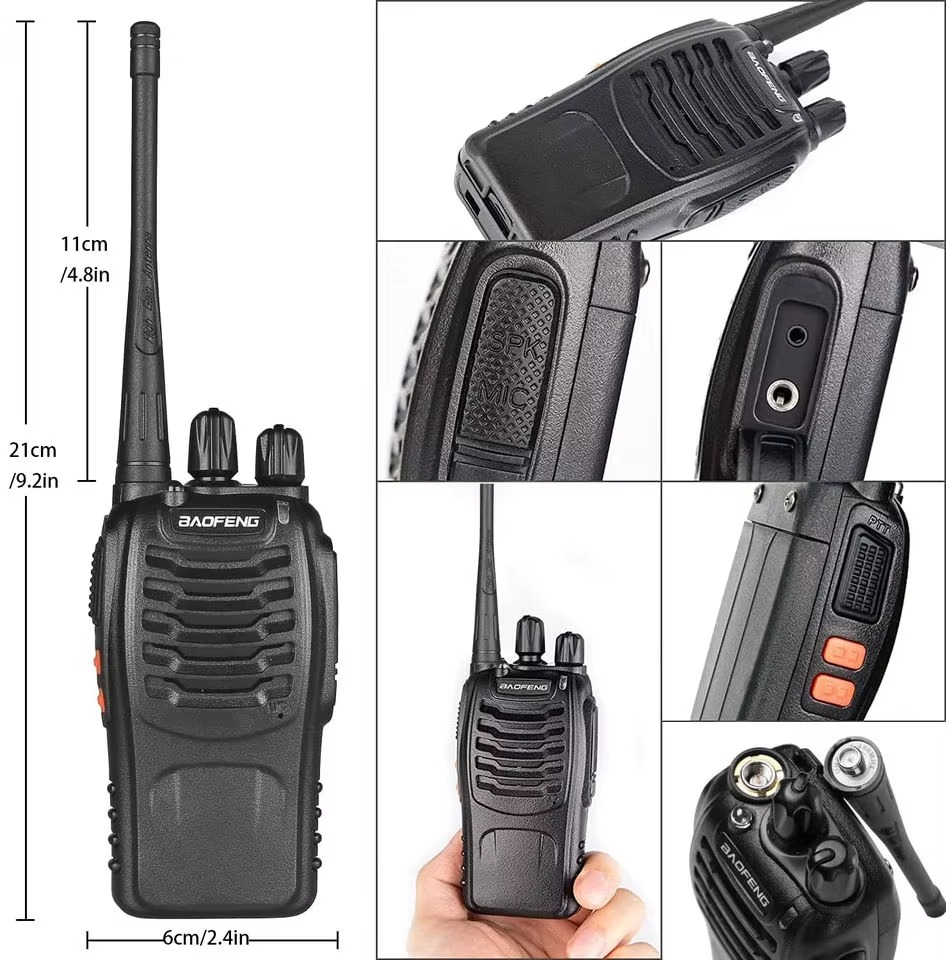 Fabricante al por mayor 6 uds 888S original Baofeng 5W walkie-talkie de alta potencia 10KM comunicación de larga distancia espera ultra larga