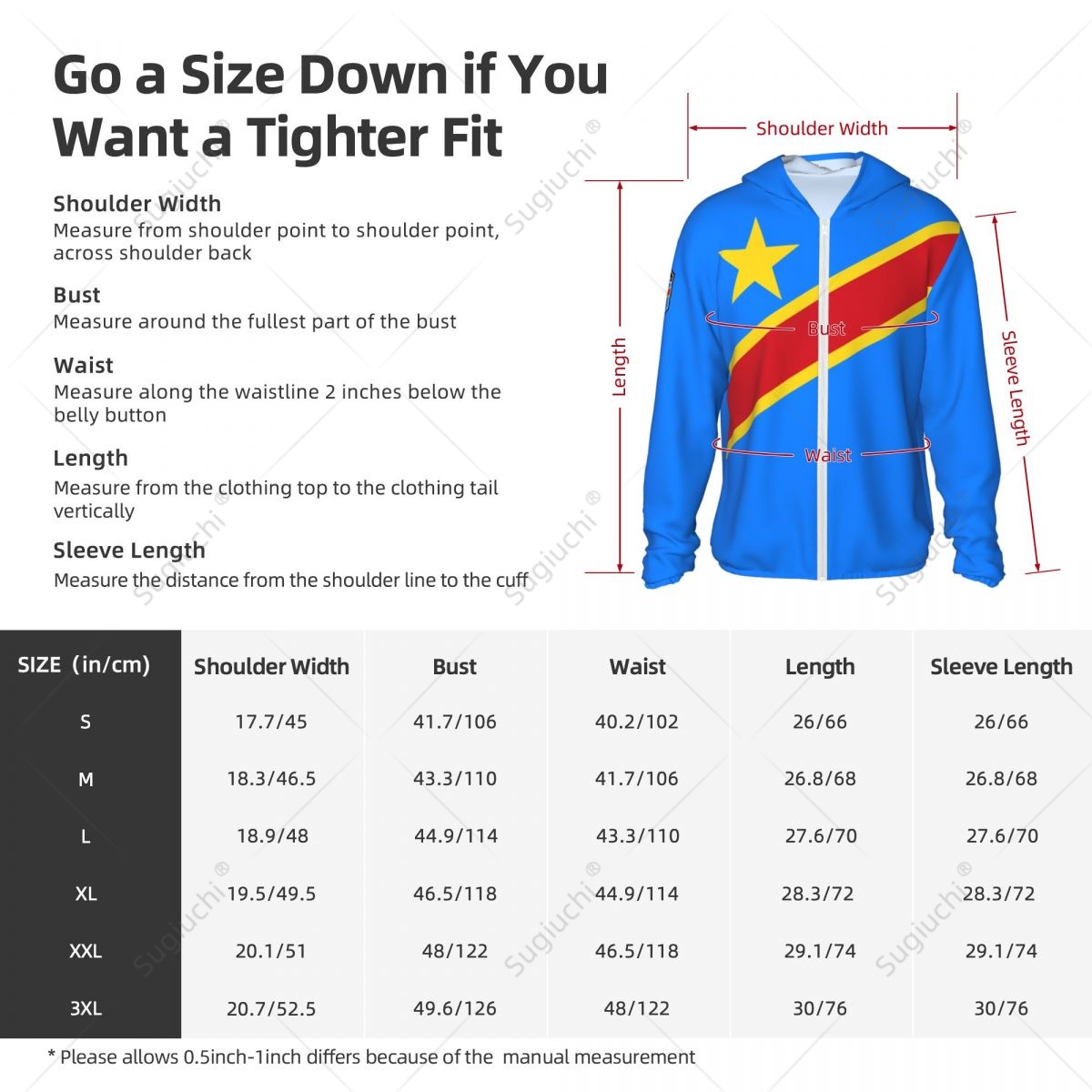 República Democrática do Congo Proteção Solar Hoodie Protetor Solar Roupas Pesca Ciclismo Correndo Secagem Rápida Com Zíper Poliéster