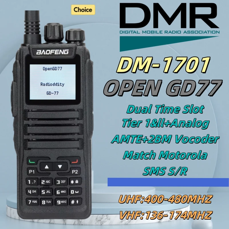 Baofeng Dmr 1701 Open Gd77 Walkie Talkie Digital Modo Dual Radio Analógica Bidireccional Abierto Gd77 Ranura de Tiempo Dual Nivel 1 + 2 Dr 1801