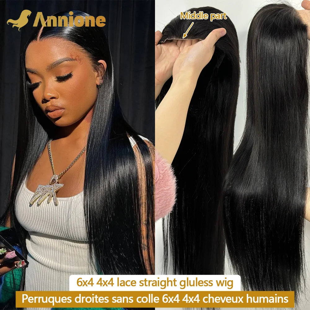 30 inch Glueless Wigs Human Hair Ready To Wear 6X4 Brazilian Straight HD Lace Front Human Hair Wig 100% Human Hair Wigs Glueless