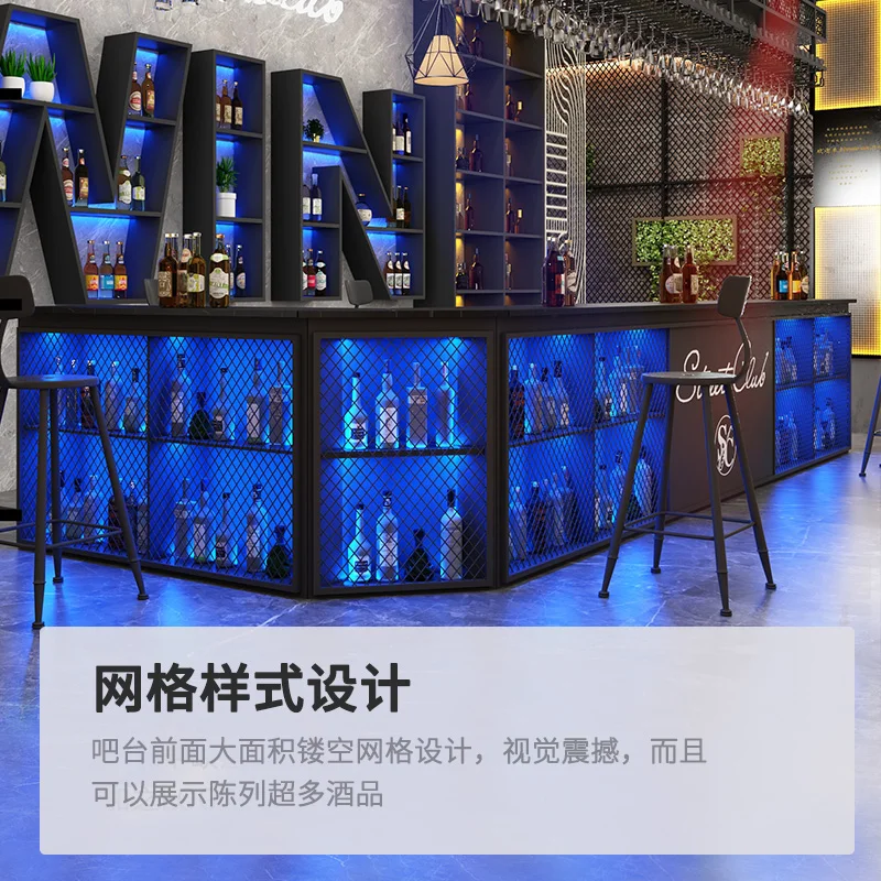 Iron front desk reception desk clear bar barbecue shop hot pot restaurant industrial style bar bar checkout page