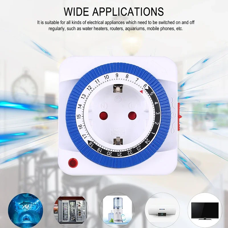 UE/EE. UU. 24 horas temporizador interruptor enchufe mecánico con conexión a tierra programable interruptor de bucle de cuenta regresiva inteligente enchufe apagado automático