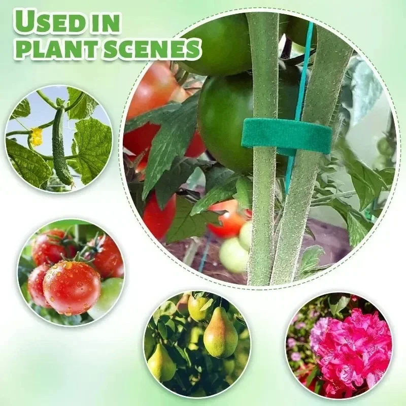 Self Adhesive Plant Nylon Cable Tie Strips Green Adjustable Plants Hook Loop Support Garden Twine Bandage Reusable Fastener Tape