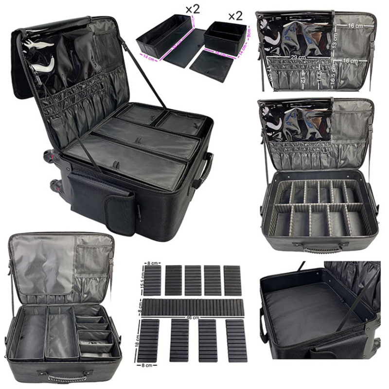 Makeup Suitcase Large Capacity Storage Trolley Case Multi-layer Embroidered Bag Professional Beauty Manicure Rolling Luggage