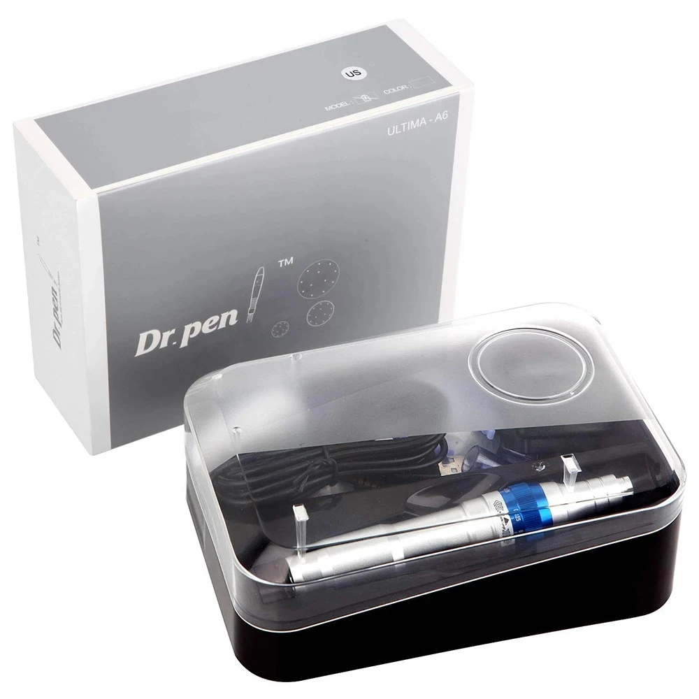 Ultima dr pen a6 original com 6 cartuchos, kit de ferramentas elétricas sem fio para cuidados com a pele, mesoterapia automática, máquina de beleza