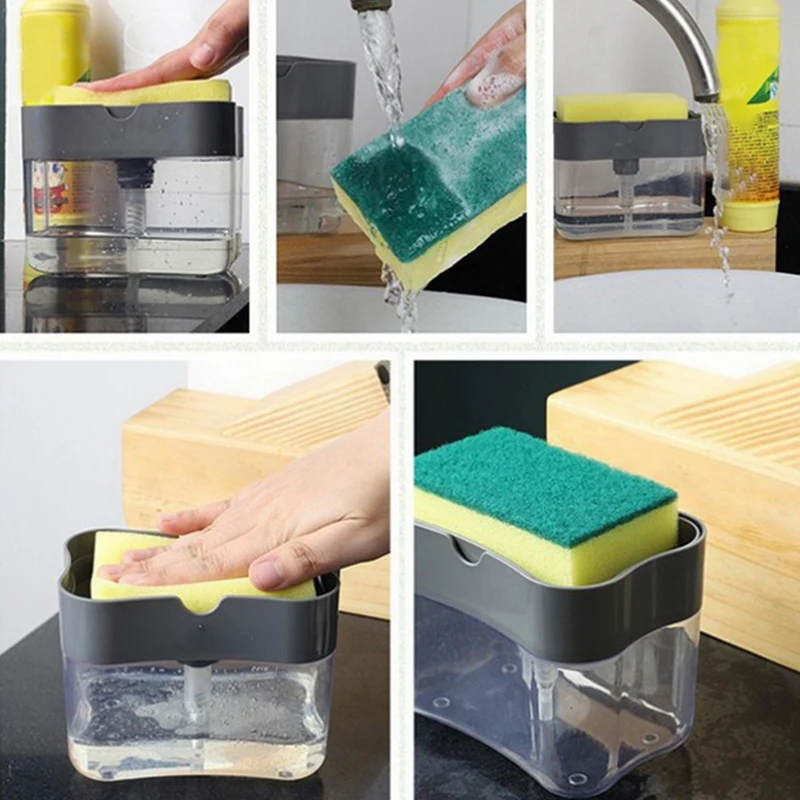 Keuken Wasmiddel Druk Draagbare Zeepdispenser Pak Schone Doek Afwassen Pot Zeepdispenser Schoonmaken Tool