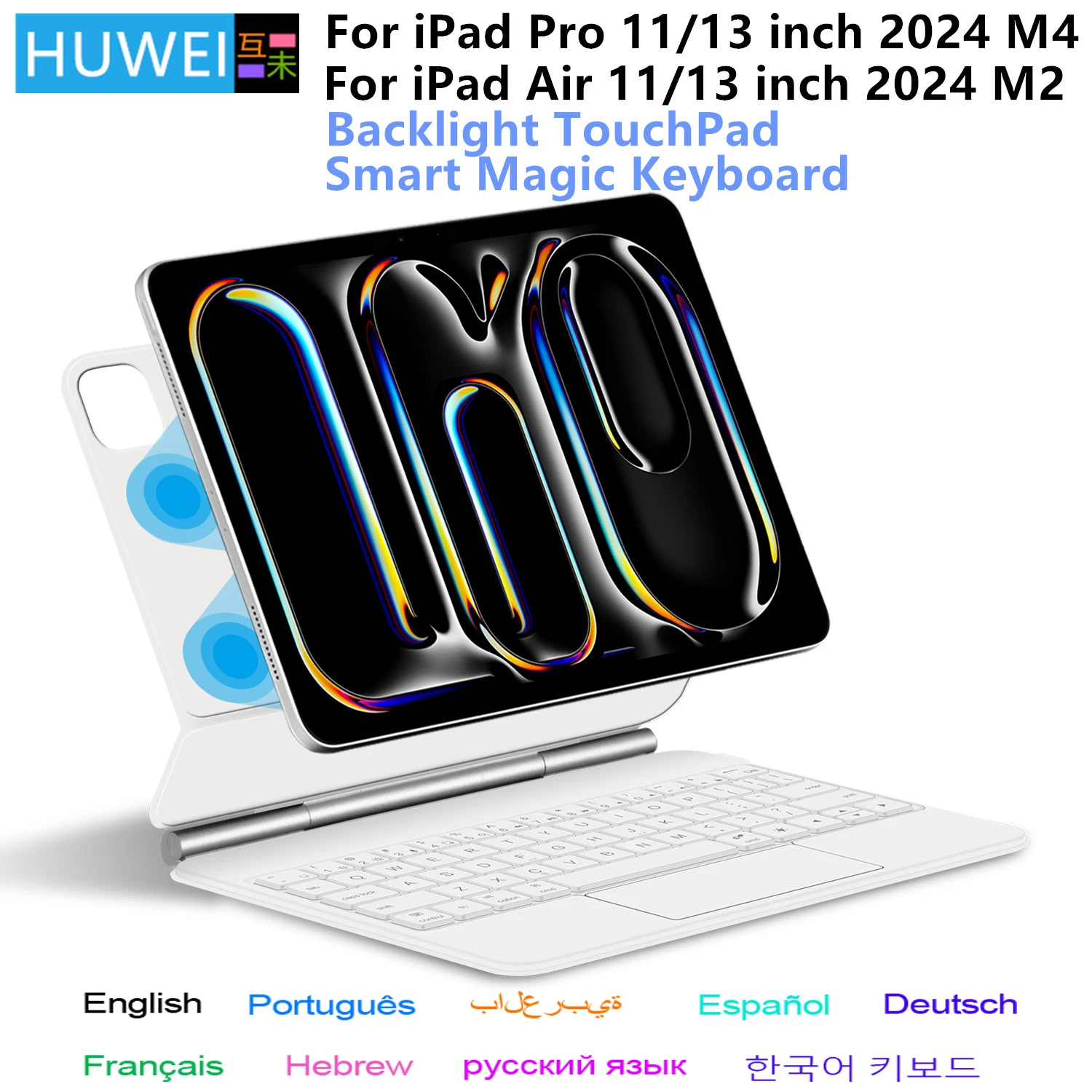 Backlight Magic KeyboardสําหรับiPad Pro 11 13 2024 M4 สําหรับiPad Air 11 13 นิ้วM2 กรณีiPad Pro Air 2024 สมาร์ทโฟลิโอ