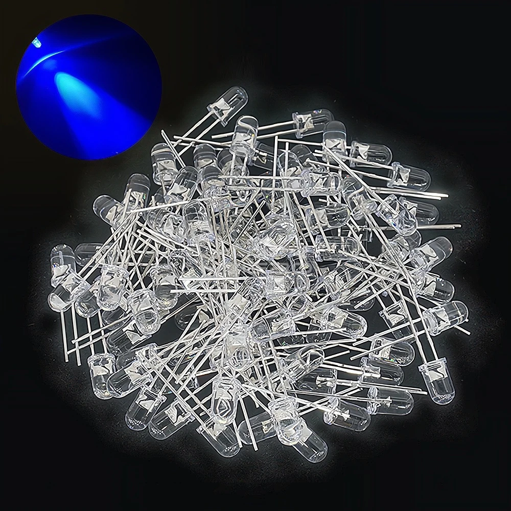 100 pz F5 5mm Rotondo Bianco Rosso Blu Rosa Caldo UV Acqua Trasparente Led Super Luminoso Ligte Diodi Emettitori 6000-6500k Perline lampada Lampadina