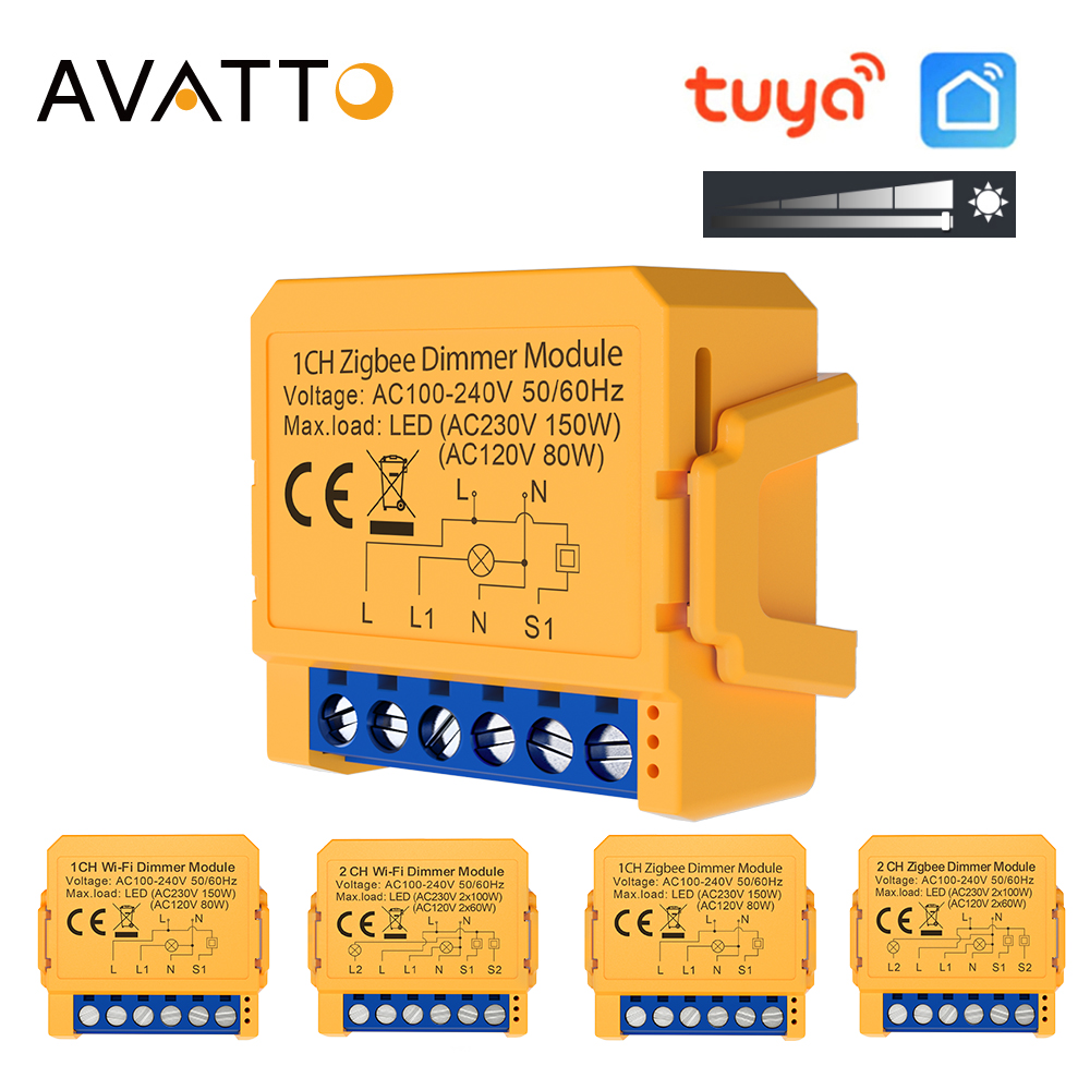 AVATTO Tuya ZigBee WiFi Dimmer Switch โมดูลสมาร์ท DIY Breaker 1 2 Gang รองรับ 2 Way Control ทํางานร่วมกับ Alexa Google Home