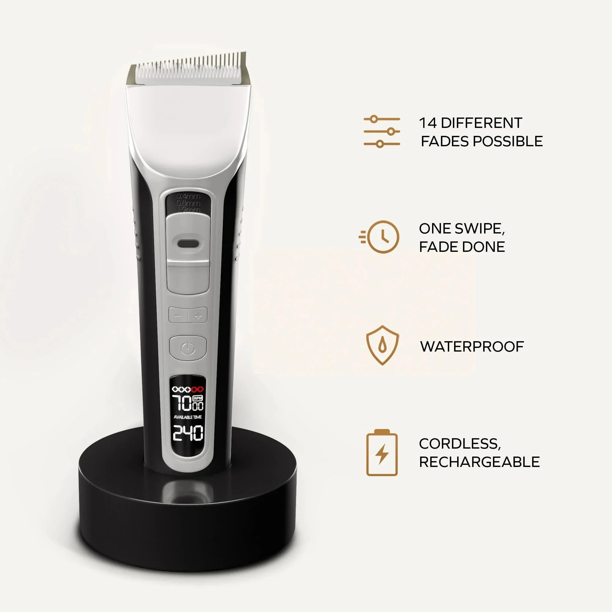 Tóc USB Tóc Sạc Điện Gốm Titan Lưỡi Dao LCD Chuyên Nghiệp Công Suất Mạnh Tiệm Cắt Tóc