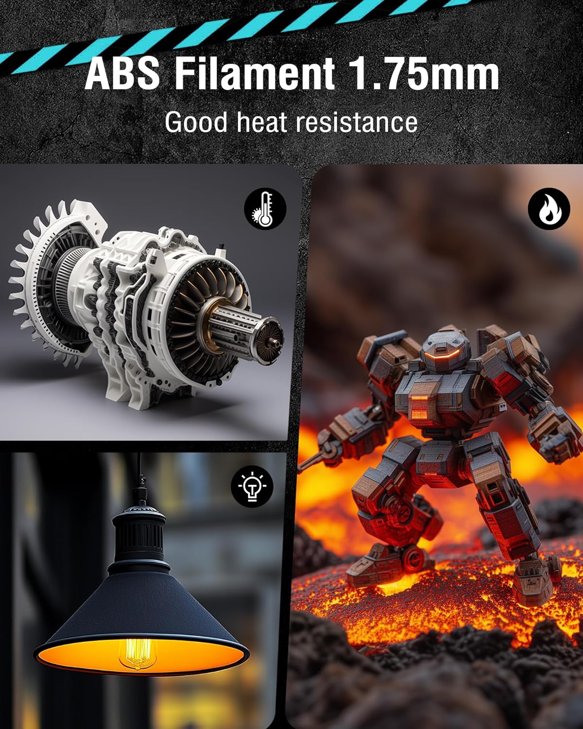 SUNLU 3D Printer Filament 1.75mm 1KG/Rolls Black & White ABS 3D Printing Filament 3D Printing Material for 3D Printer