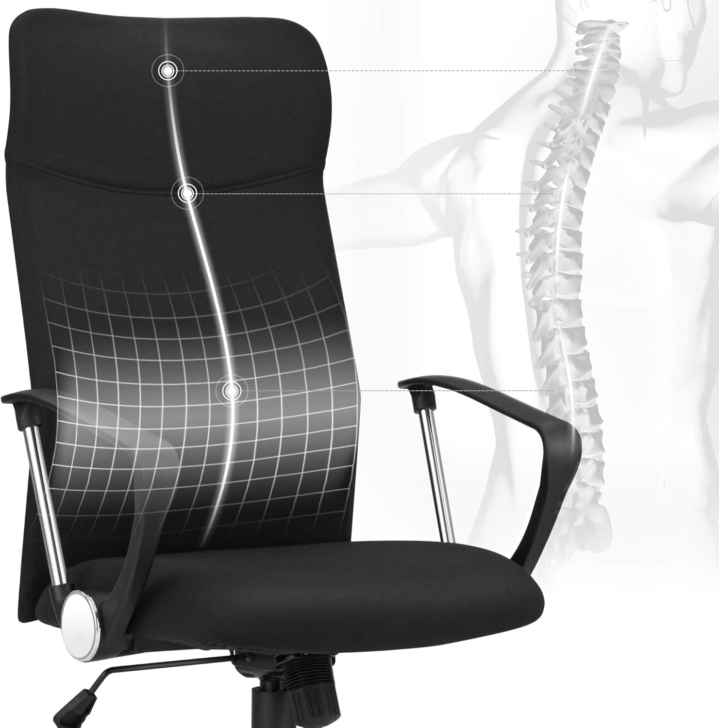 Songmics Kantoorstoel Ergonomisch Bureaustoel Draaistoel Gestoffeerde Stoelbekleding In Hoogte Verstelbaar