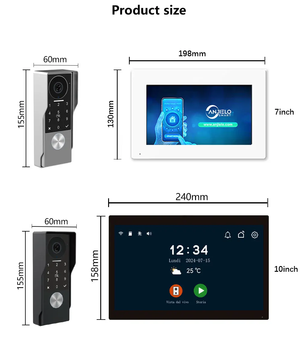 Sistema de intercomunicação de vídeo digital com 2 fios, tuya smart 1080p, câmera de vídeo, campainha, suporte para portão e fechadura de porta, controle remoto