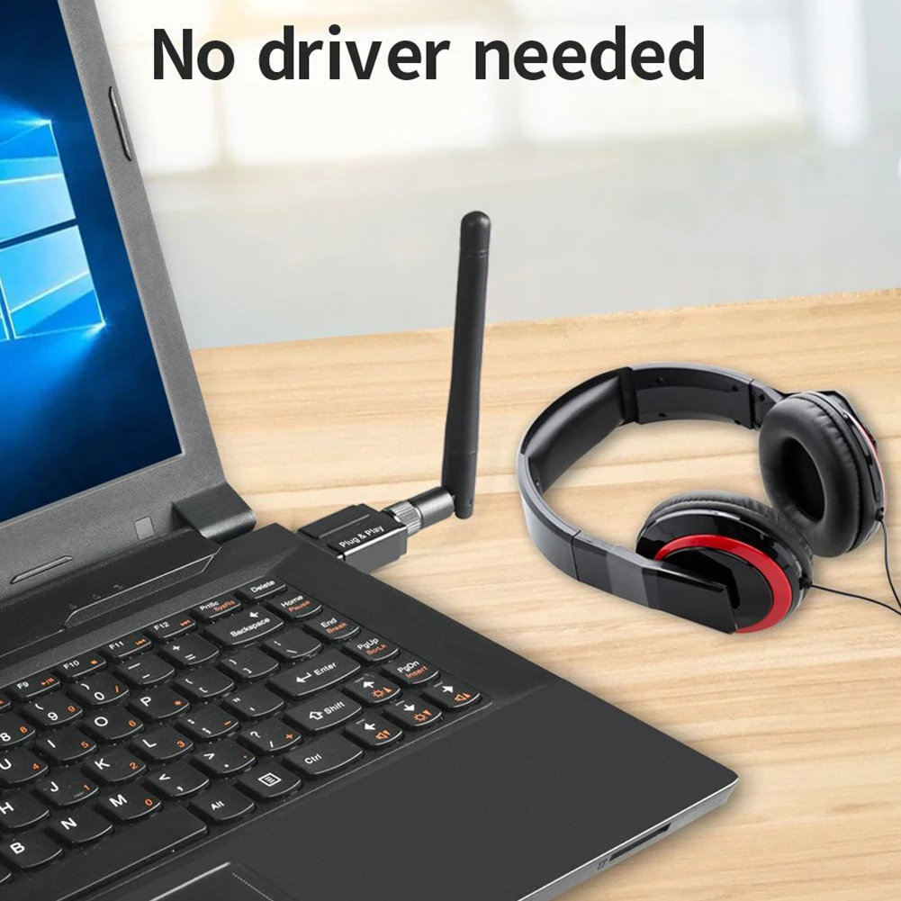 USB Bluetooth 5.3 Adapter for PC Speaker Mouse Music Audio Receiver Transmitter Bluetooth Dongle for Win 10 11 Rotatable Antenna
