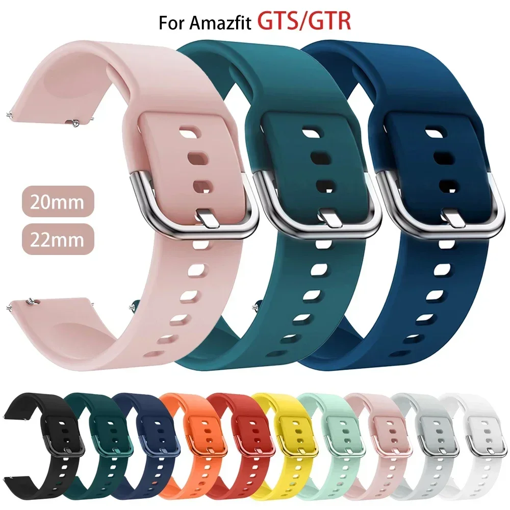 20 มม./22 มม.สําหรับ Amazfit GTS/2/2e/3/4 GTS2 Mini/GTR 4/3/Pro/47 มม./GTR2/2e/stratos 2/3 สร้อยข้อมือซิลิโคน Amazfit bip สายนาฬิกา