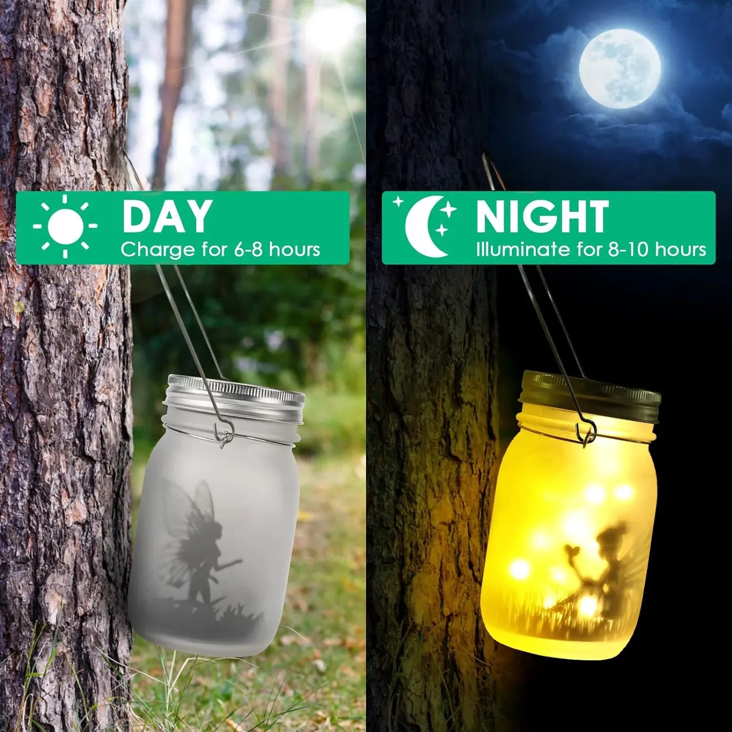 Solar Mason Jar Licht Solar Laterne Lichterkette Wasserdicht IP65 Hängen Stehende Solar Lampe Garten Ornament Für Terrasse Rasen