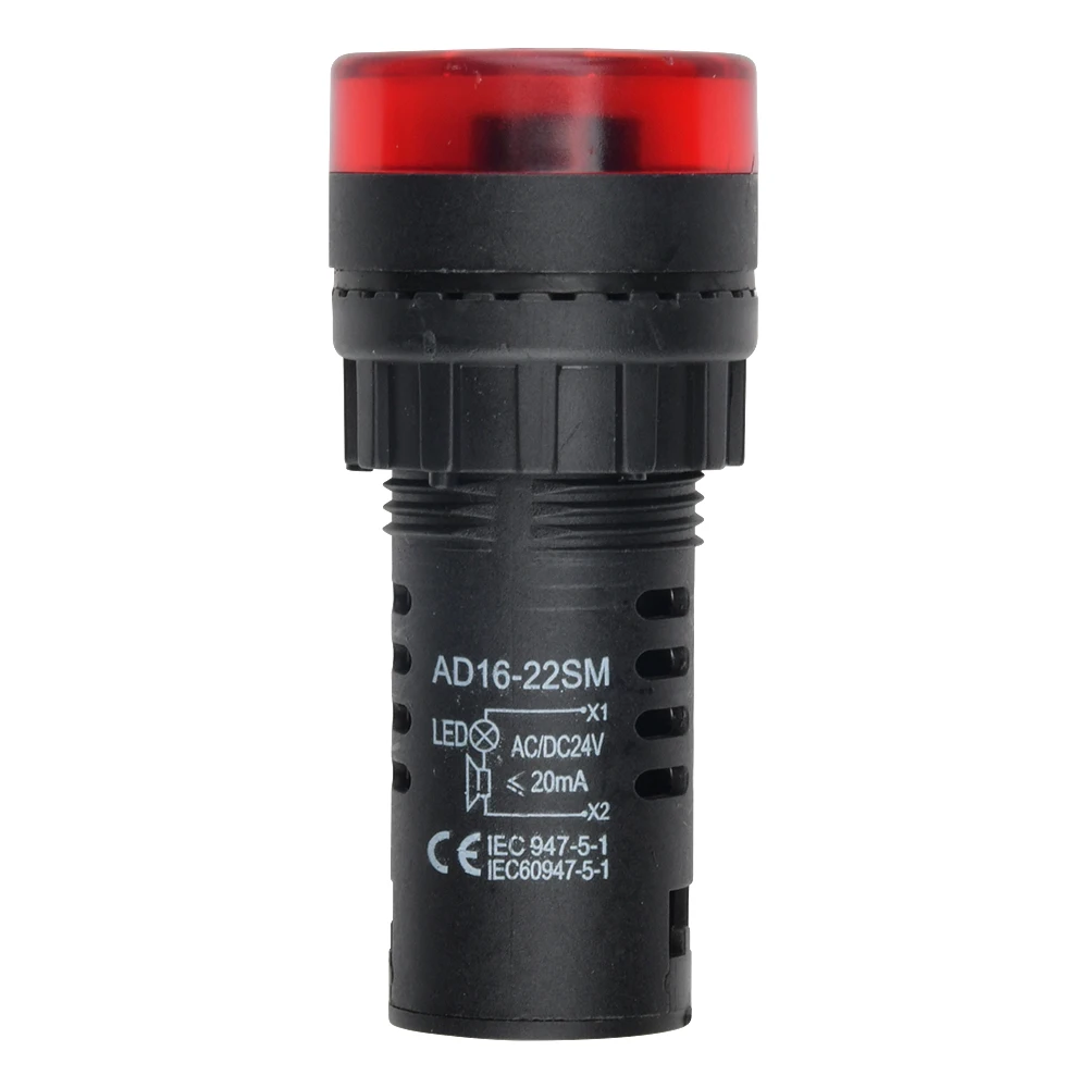 AD16-22SM AC 110V 220V DC 12V 24V Flash Signal Light Red LED Active Buzzer Beep Alarm Indicator Green Yellow