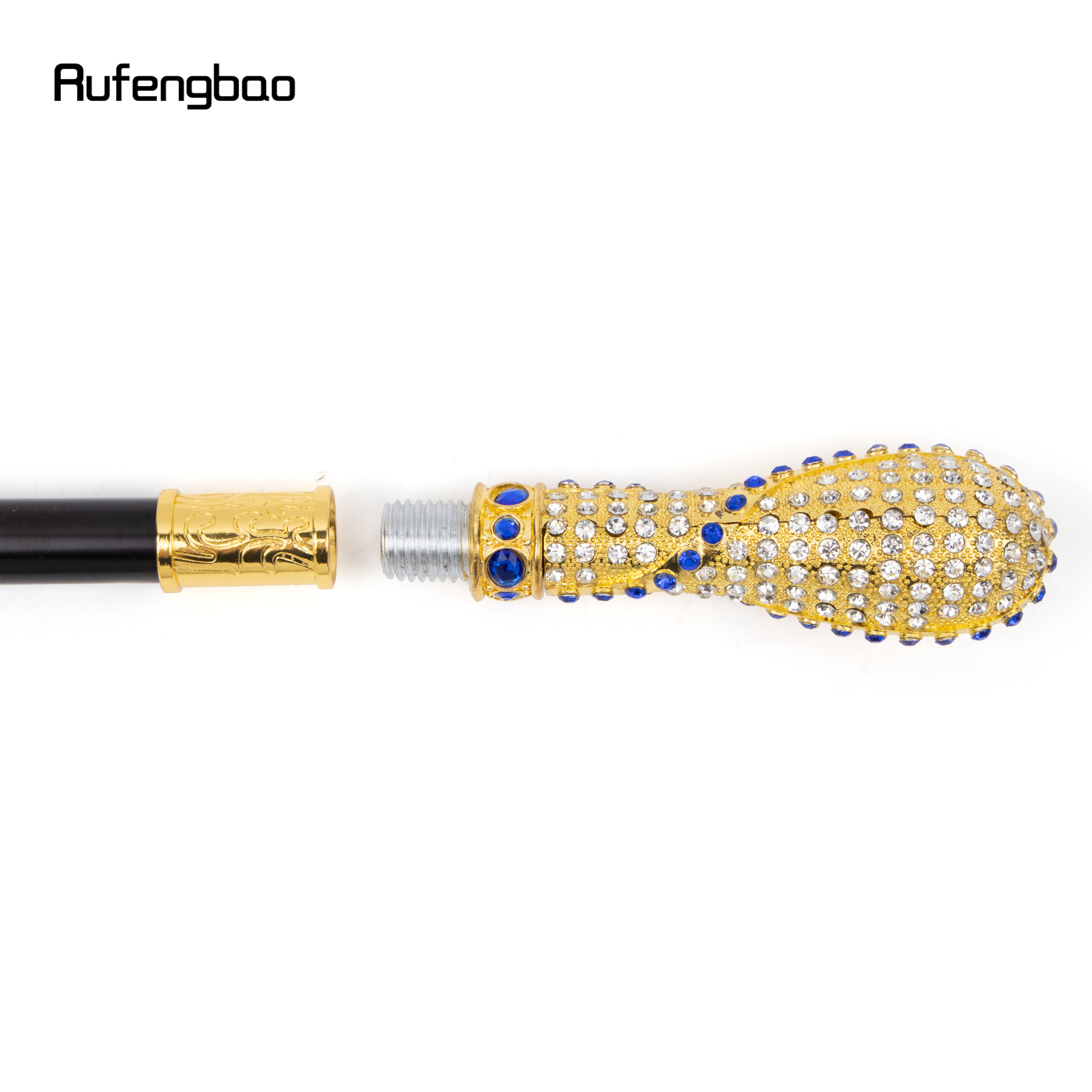 Bastão de diamante artificial azul dourado, Bastão decorativo do partido vintage, Crosier elegante do Dia das Bruxas, 93cm