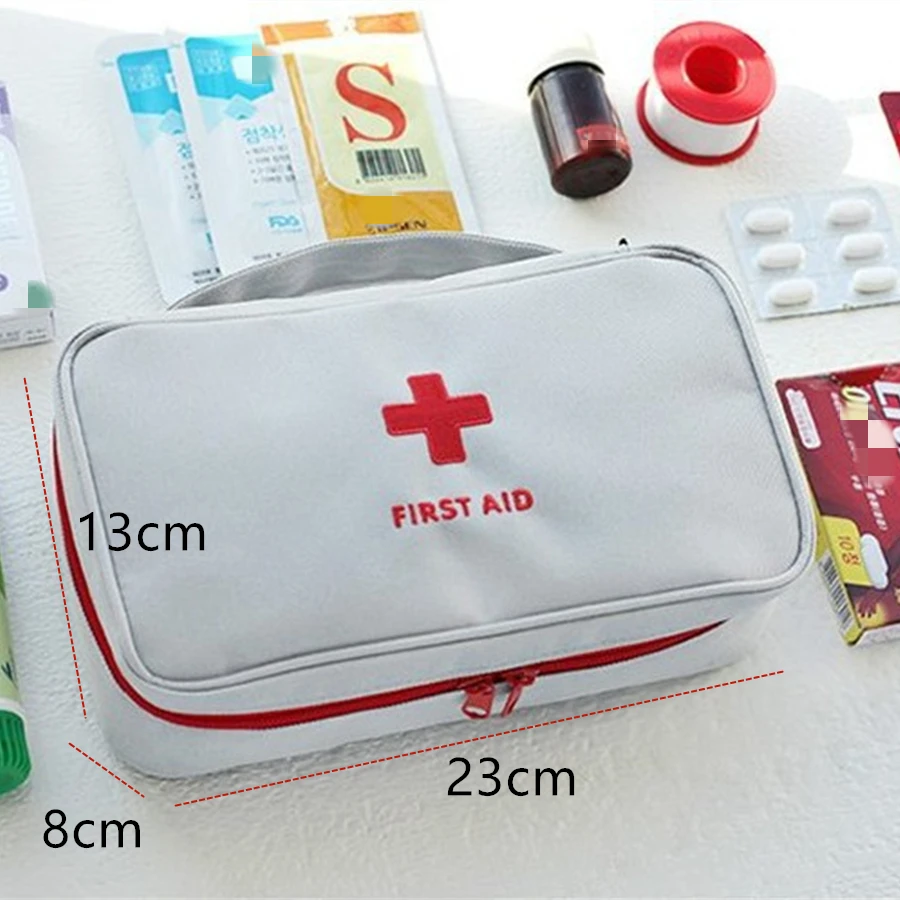 Kit de primeiros socorros para medicina saudável, pano oxford, portátil, armazenamento de viagem, kit de emergência, sacola médica ao ar livre, estojo de armazenamento vermelho
