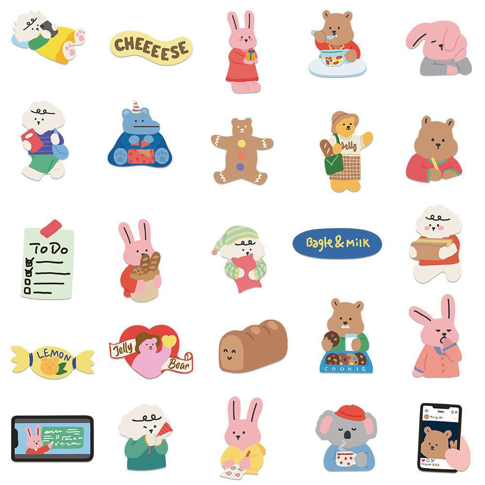 100 pçs bonito coreano coelho urso adesivos diy crianças brinquedos decalques para loptop notebook skate telefone à prova dwaterproof água kawaii adesivo