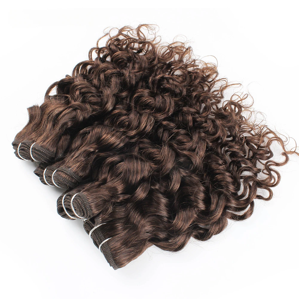 2/4 Chiếc Sóng Nước Tóc Bó 50 Gam/cái Nâu Đen 10 12 Inch Ngắn Bob Phong Cách Remy Tóc Của Con Người dệt Phần Mở Rộng