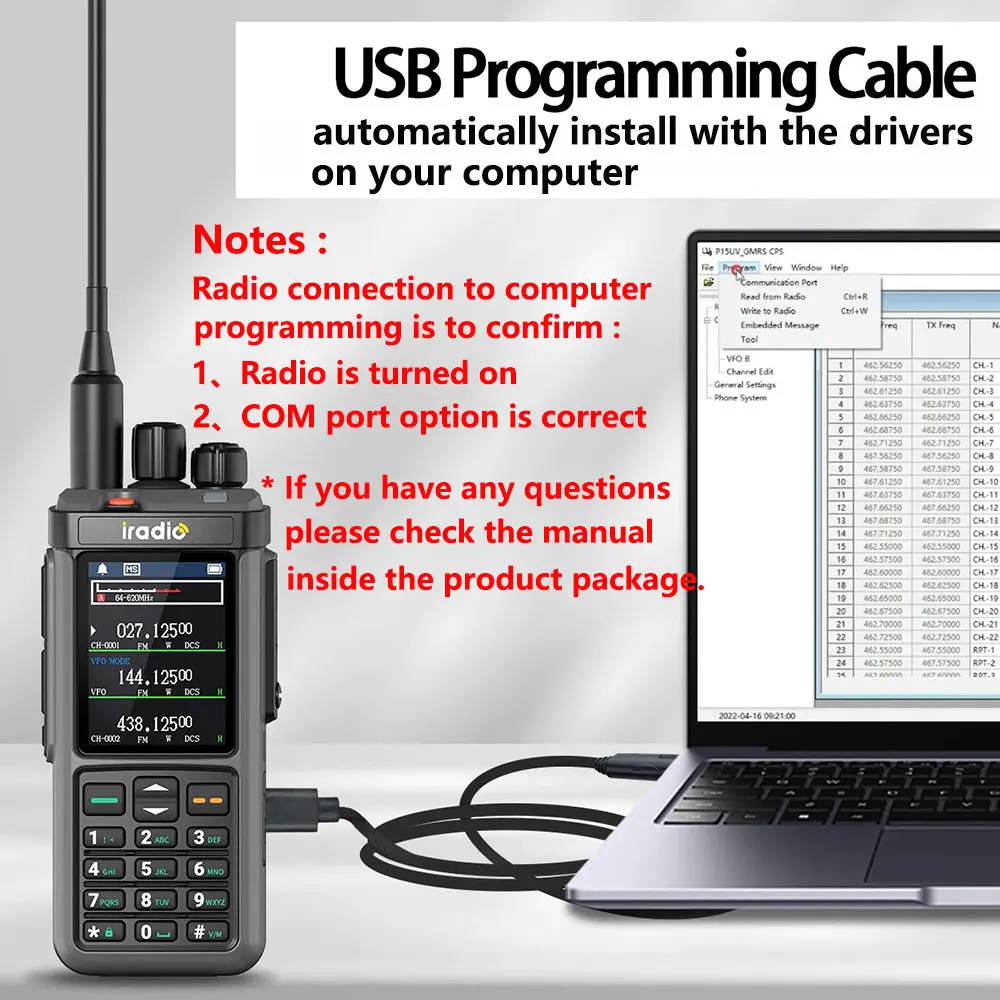 USB-кабель для программирования Type-C для Iradio UV-98 PLUS Radtel RT-880, поддержка рации, система Windows с чипом CH340G