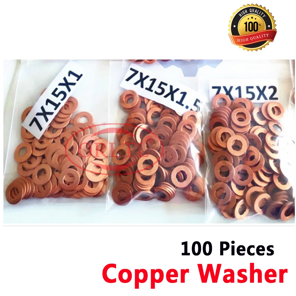 ORLTL 100 unids/lote inyector de combustible de aceite diésel arandelas de cobre F00VC17504 boquilla automática F00VC17503 F00VC17505 para BOSCH Delphi Denso