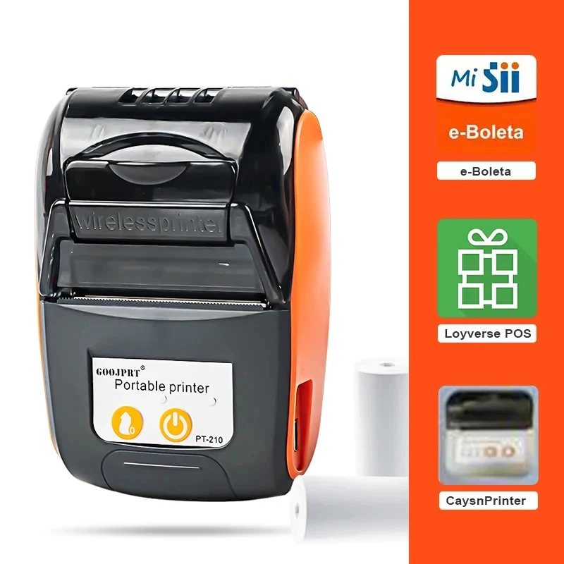 Goojprt PT-210 58mm mini impressora portátil móvel sem fio bluetooth bilhete móvel bill pos impressora portátil código de barras telefone e pc