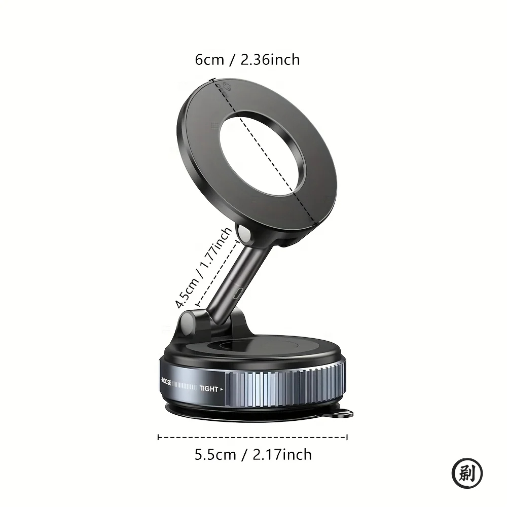 Strong Magnetic Car Phone Holder Foldable Design 360° Adjustable Vacuum Mount for Car/Desk/Bathroom/Universal Use