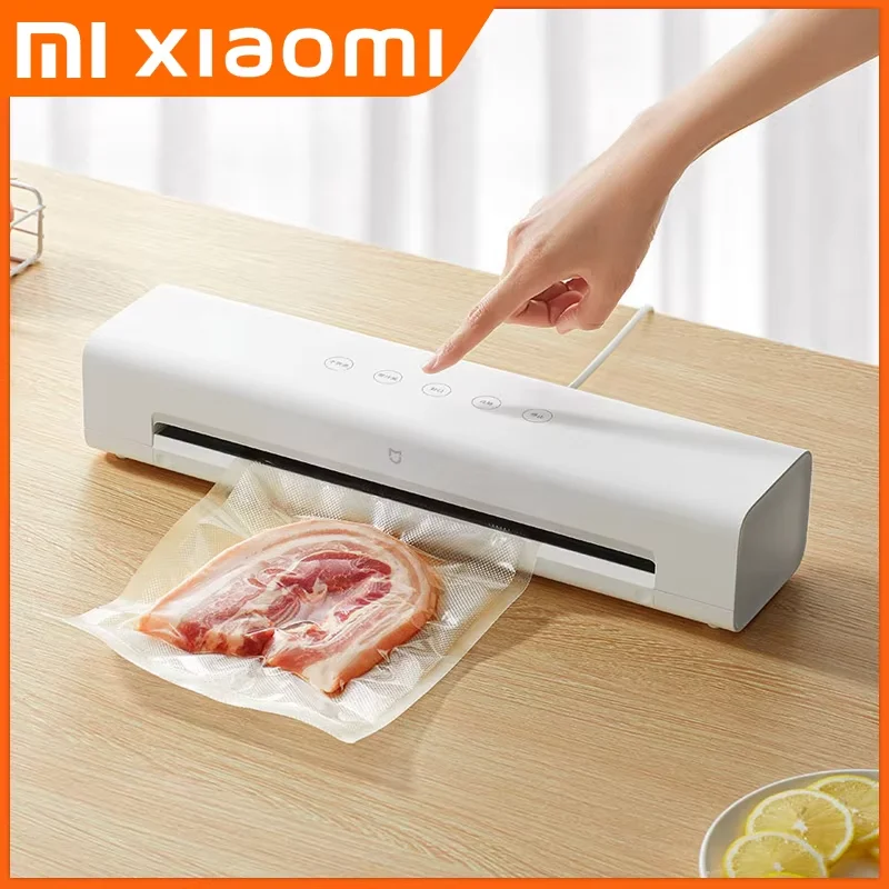 Xiaomi mijia máquina seladora a vácuo com 10 peças de sacos a vácuo grátis 220v máquina seladora para pacote a vácuo para cozinha doméstica