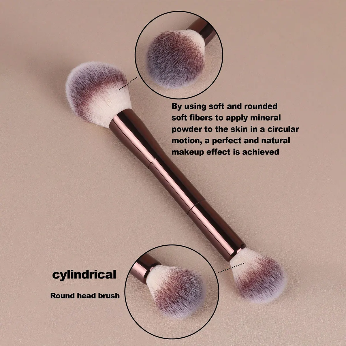 Juego de brochas de maquillaje profesional de 7 piezas, incluye: 4 brochas faciales de doble punta, 1 brocha en ángulo, 1 brocha para base de mango corto,