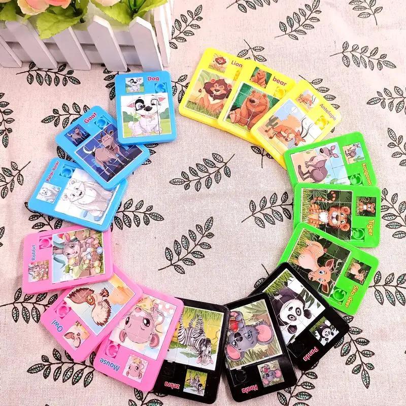 6 ชิ้นจํานวนสุ่มปริศนาพลาสติกค่าเฉลี่ยเลื่อนการศึกษาสัตว์เด็กจิ๊กซอว์ปริศนาของเล่นโรงเรียนอนุบาลของขวัญ