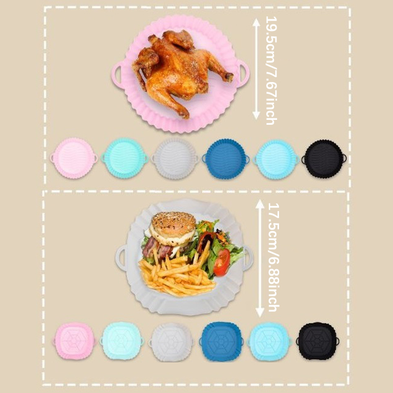 Silikonowy kosz do frytownicy powietrznej Airfryer Forma do piekarnika Taca do pieczenia Pizza Smażony kurczak Wkładka do patelni wielokrotnego użytku Akcesoria