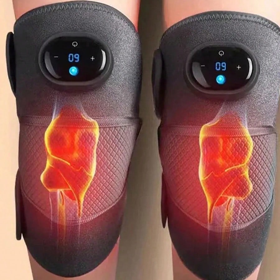 Almofada de massagem de joelho aquecida e vibratória, botão inteligente, vários níveis ajustáveis, display LED
