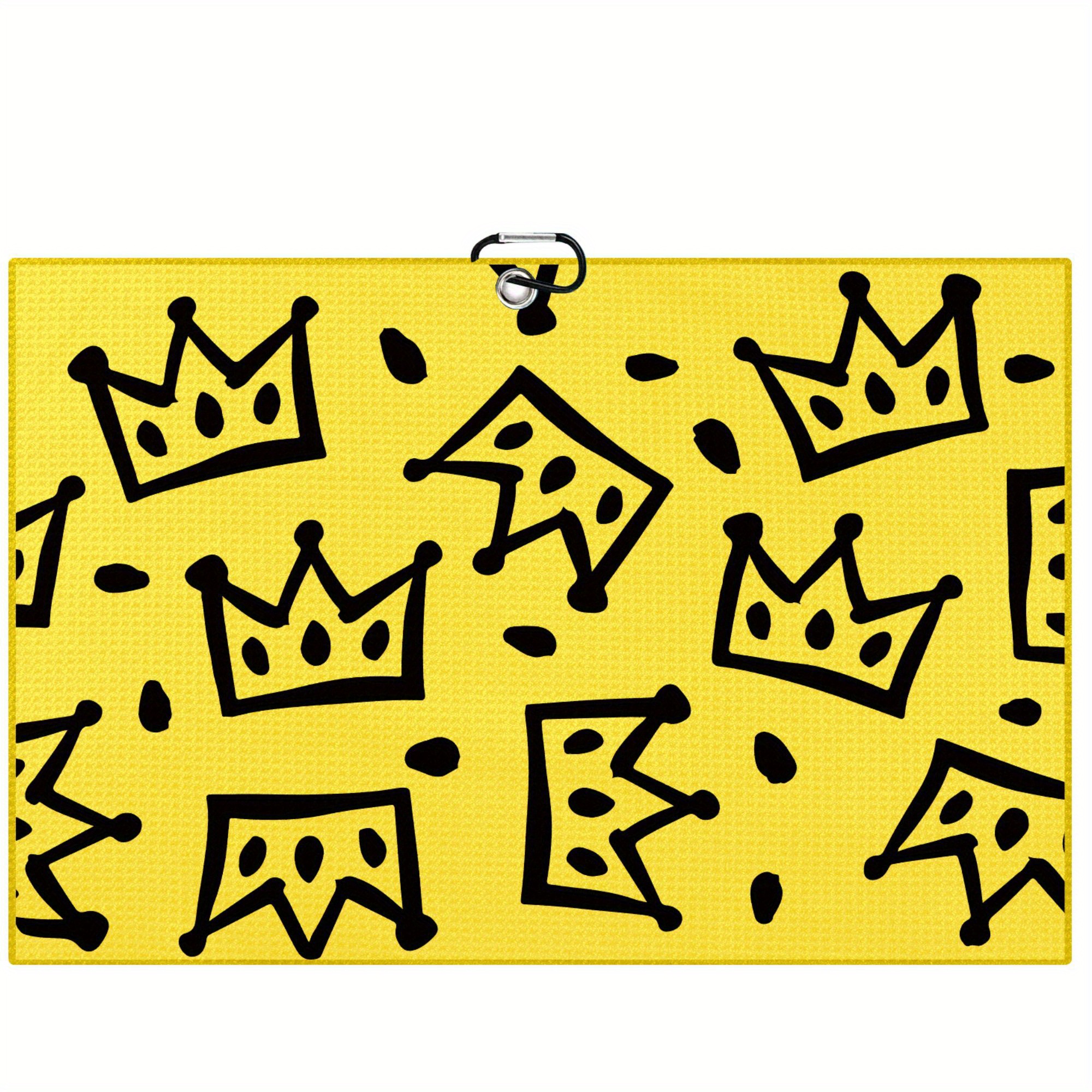 Divertida toalla de golf amarilla con estampado negro de palos de golf: ideal para bolsas de golf y regalo creativo para amantes del golf
