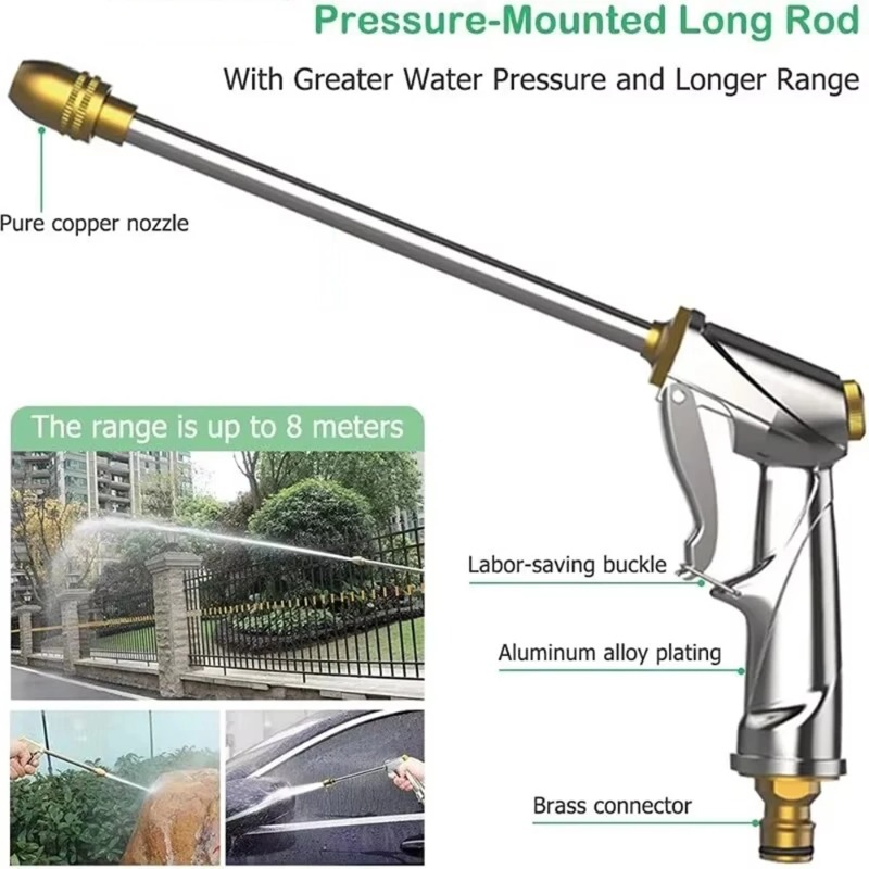 Garden Sprayer High Pressure Water Hose Nozzle Adjustable Spray Gun For Watering Plant