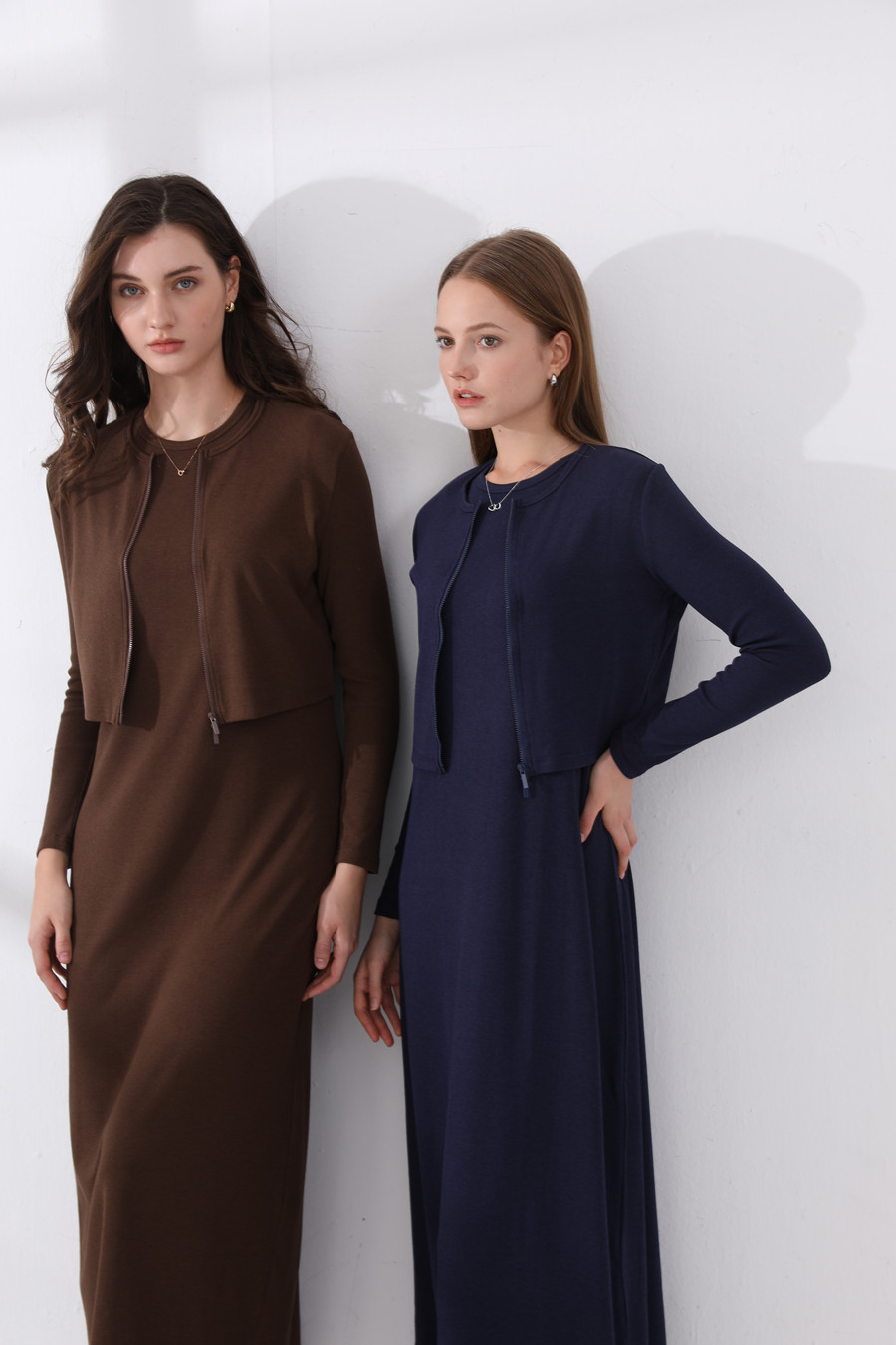 AS-Cardigan à fermeture éclair pour femme, robe longue maxi longueur, vêtements en tissu côtelé, fibre naturelle, vêtements de marque, Sunshine Out en 1 jour