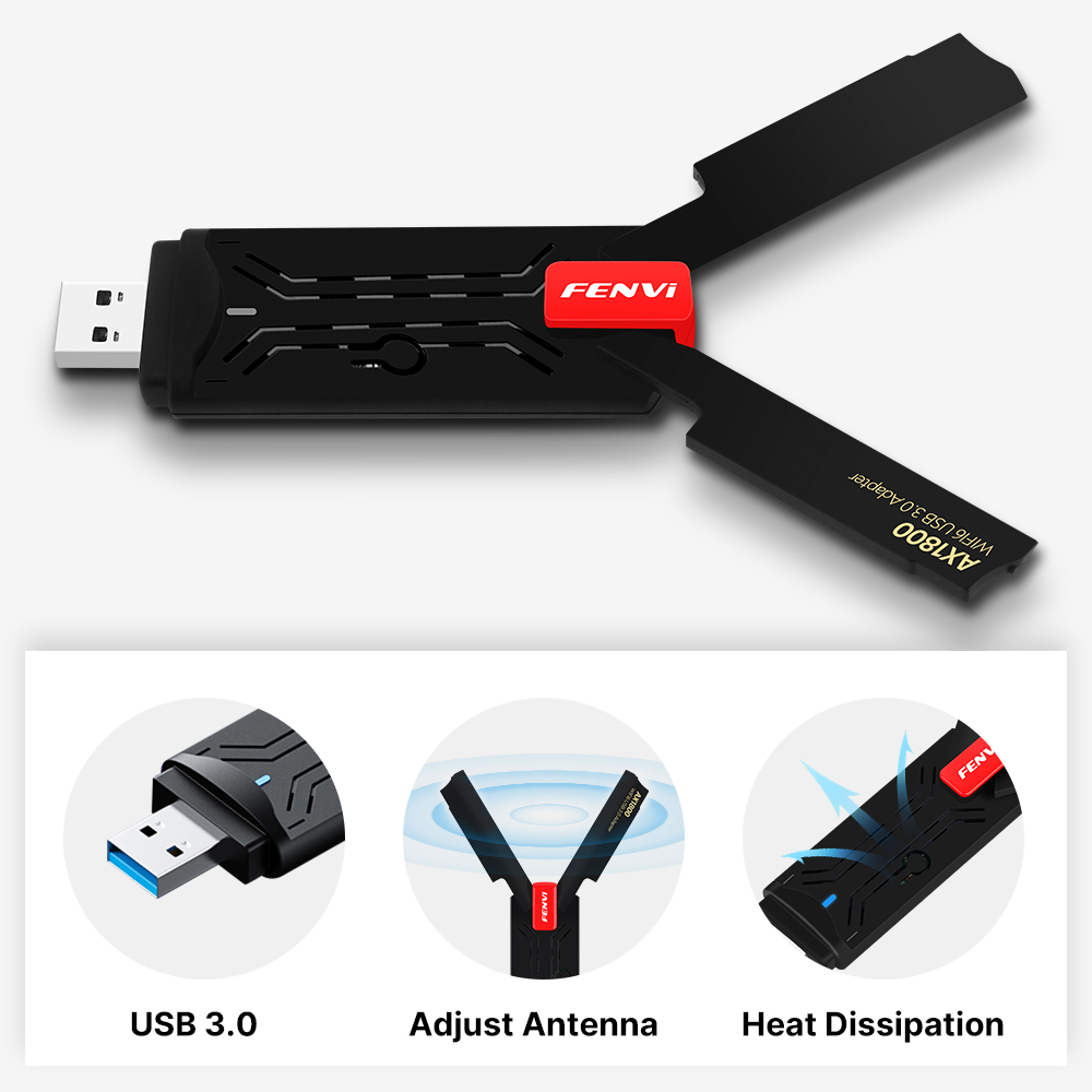 Fenvi ax1800 wifi 6 adaptador usb banda dupla 2.4g/5ghz sem fio wi-fi dongle mt7921 placa de rede usb 3.0 wifi6 adaptador para win10/11