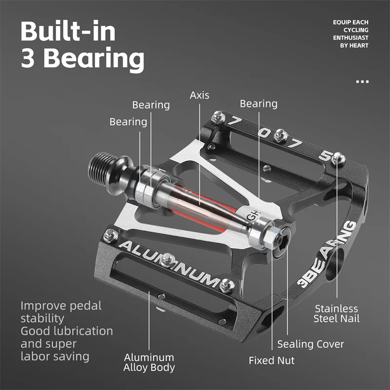 西バイク 3 ベアリング自転車ペダル CNC アルミ合金アンチスリップ MTB ロードバイクペダル拡大ペダル職業自転車アクセサリー