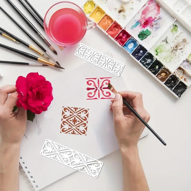 12 개/대 28cm 꽃 스트립 패턴 DIY 레이어링 스텐실 그림 스크랩북 색칠 엠보싱 앨범 장식 템플릿