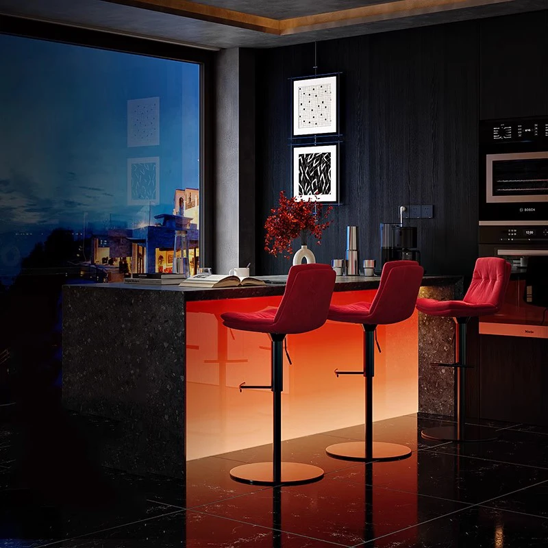 Bancos de bar de couro para restaurante, minimalista, giratório, moderno, com encosto, confortável, macio, móveis de bar