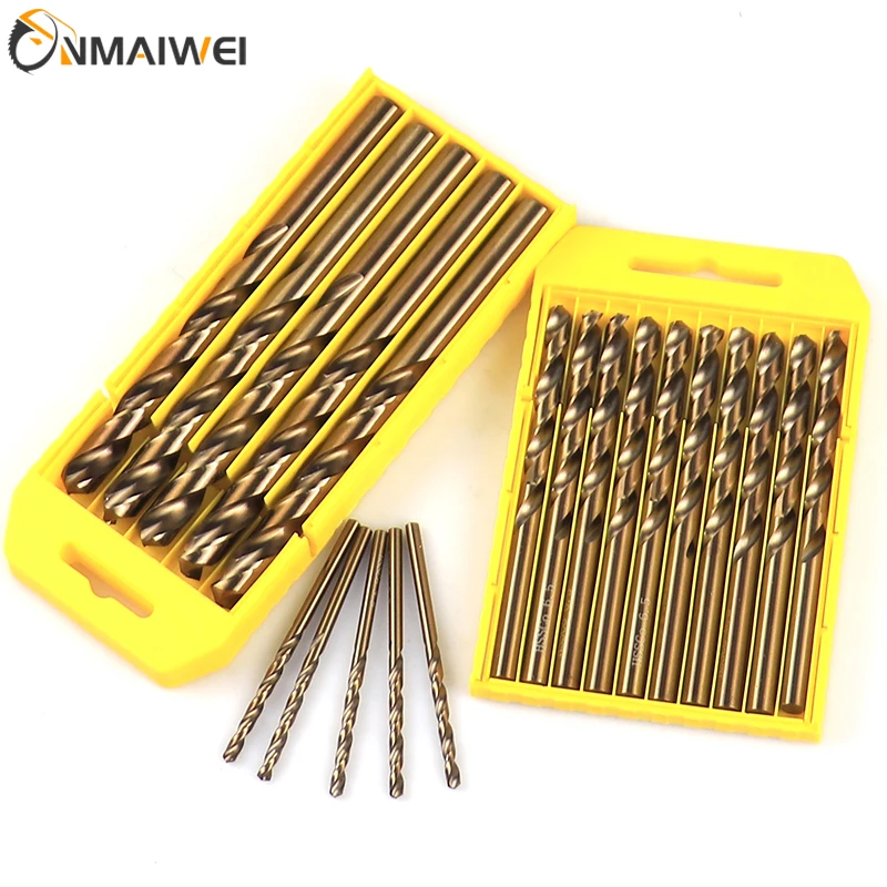 1.0-13 มม.โคบอลต์เคลือบ 5/10PCS Twist เจาะชุด Bit HSS M35 ปืนเจาะบิตสําหรับไม้/โลหะเครื่องตัดเครื่องมือ