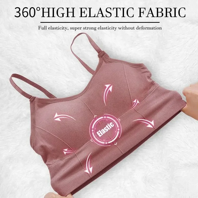 Abbigliamento sportivo senza schienale Donna Reggiseno sportivo da palestra Intimo da donna senza cuciture Tracolla regolabile Gilet da yoga imbottito interno Bralette